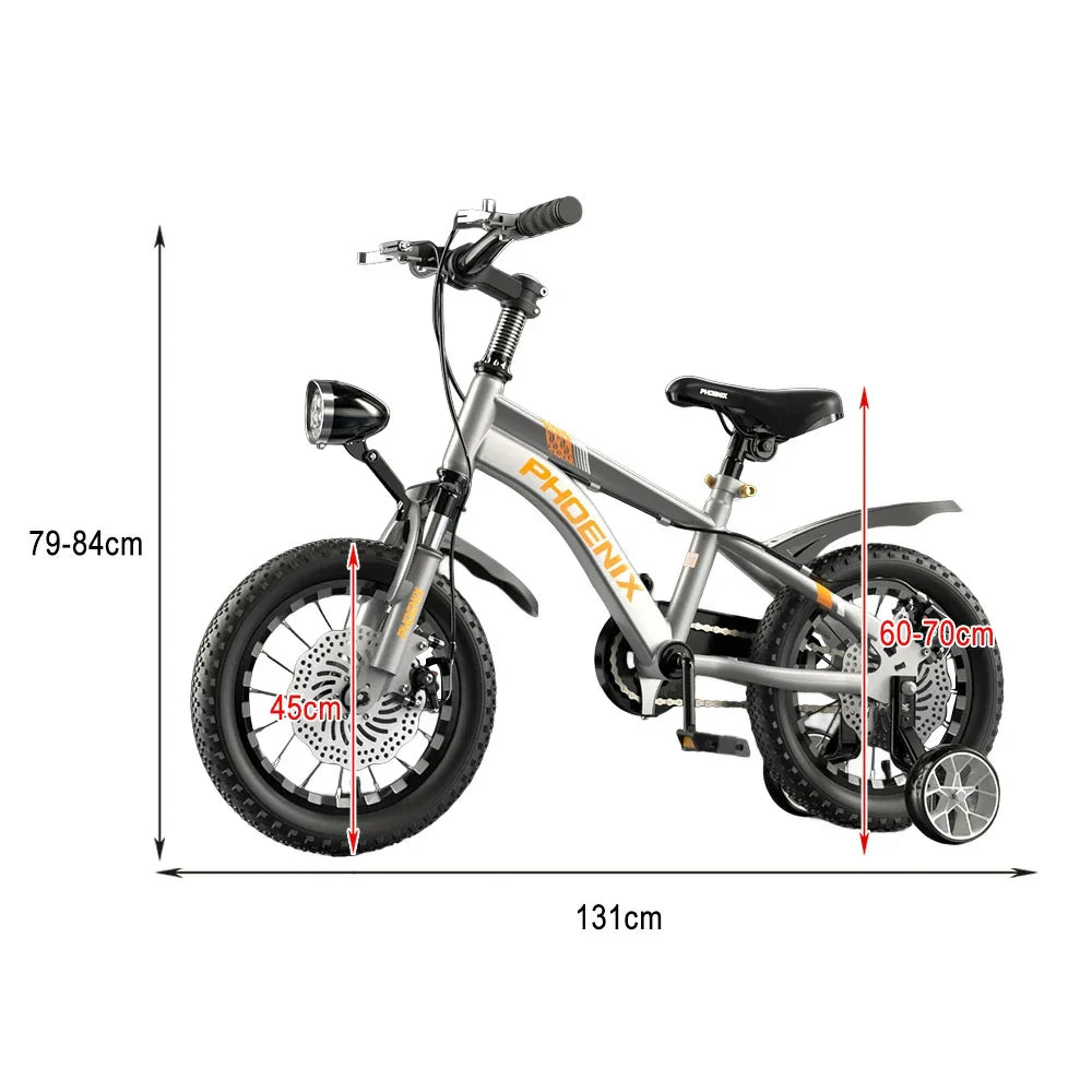 VOLTUS 14/18/22 Ring CNC Foot - Support Children's Bicycle Inch Double-Layer Knife Wheels Training Silvery