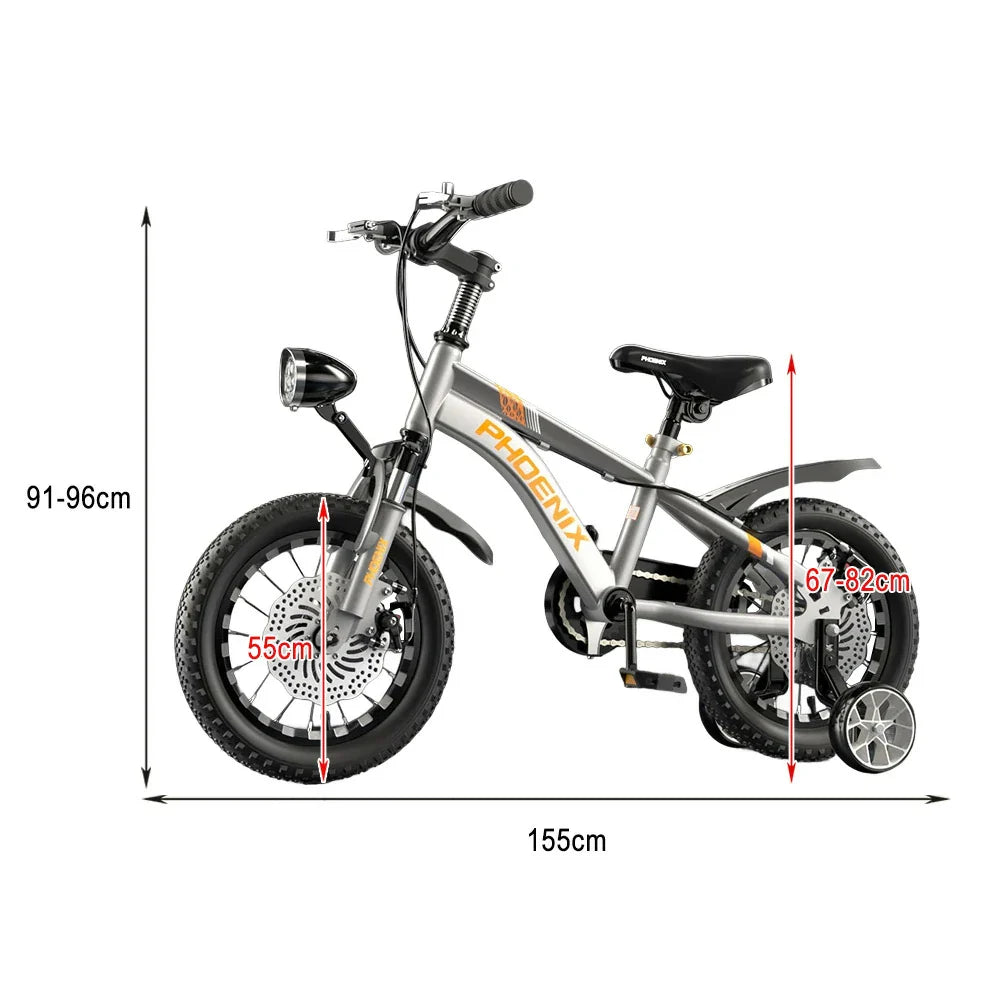 VOLTUS 14/18/22 Ring CNC Foot - Support Children's Bicycle Inch Double-Layer Knife Wheels Training Silvery