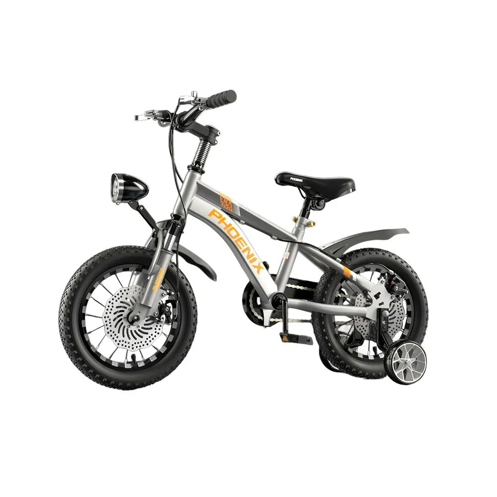 VOLTUS 14/18/22 Ring CNC Foot - Support Children's Bicycle Inch Double-Layer Knife Wheels Training Silvery