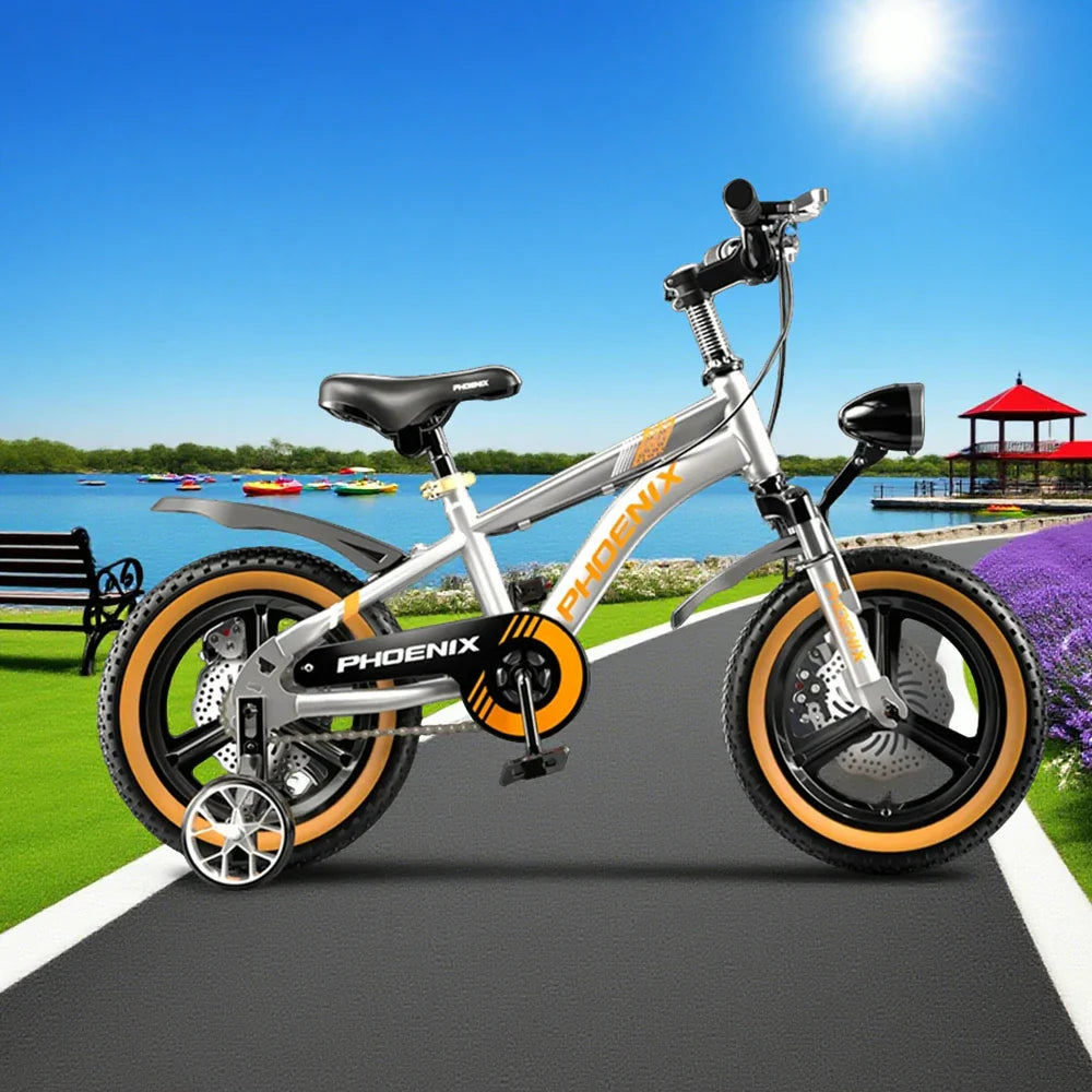 VOLTUS 14/18/22 Upgraded Integrated Alloy Foot Children's Bicycle Training Wheels Support - Inch Magnesium Wheel Silvery
