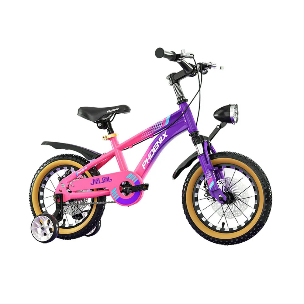 VOLTUS 14/18/22 Support Bicycle Ring Integrated Magnesium Knife Wheel Children's Alloy - CNC Double-Layer Foot Wheels Inch Training Pink&Purple