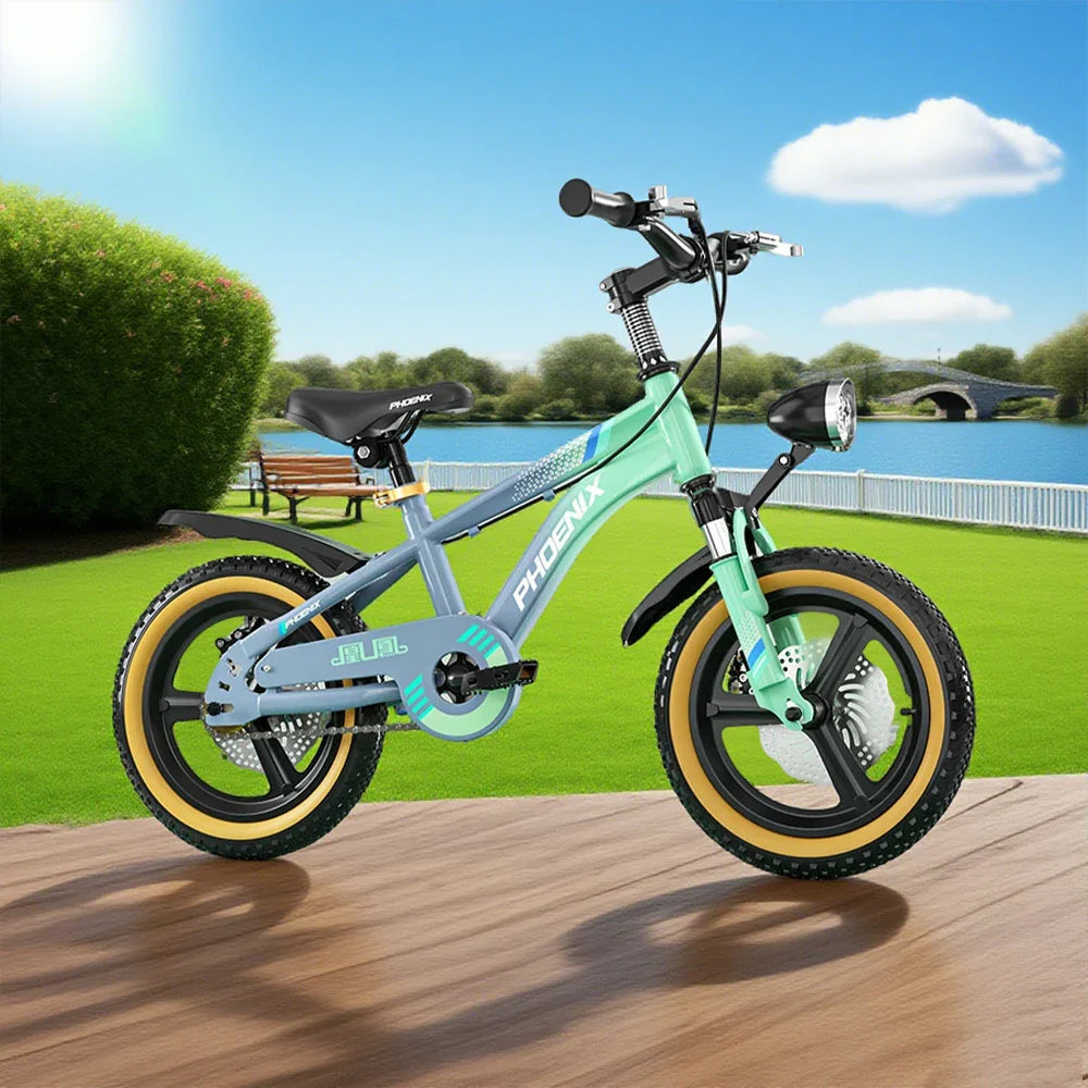 VOLTUS 14/18/22 Children's Wheel Magnesium Training Bicycle Integrated Alloy Inch - Wheels Foot Support Grey&Green