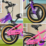 VOLTUS 14/18/22 Training Wheel Alloy - Integrated Bicycle Inch Wheels Foot Support Magnesium Children's Pink&Purple
