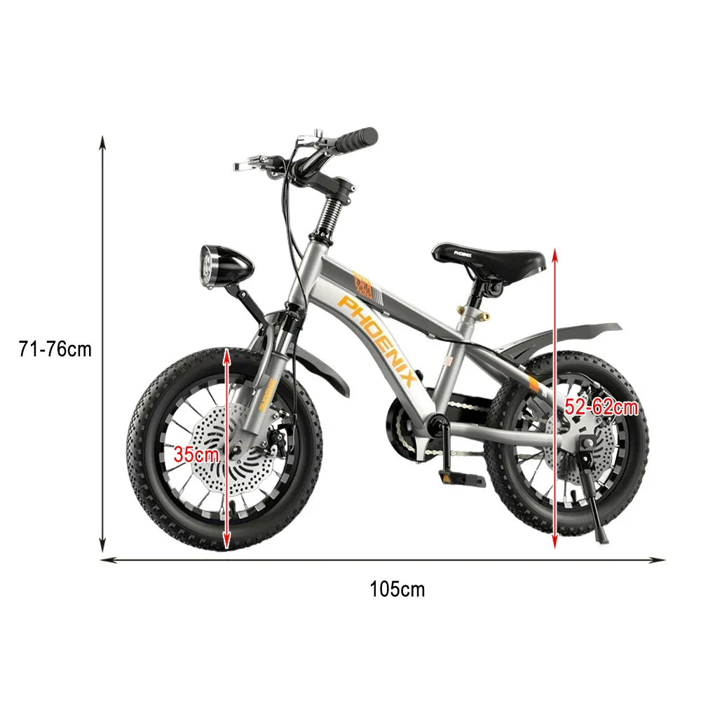 VOLTUS 14/18/22 Ring CNC Foot - Support Children's Bicycle Inch Double-Layer Knife Wheels Training Silvery
