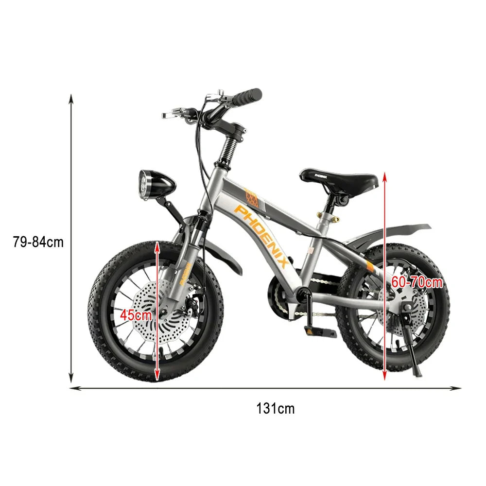 VOLTUS 14/18/22 Ring CNC Foot - Support Children's Bicycle Inch Double-Layer Knife Wheels Training Silvery