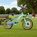 VOLTUS 14/18/22 Support Wheels Inch - Double-Layer Children's Integrated Foot Bicycle Knife CNC Ring Alloy Training Wheel Magnesium Grey&Green