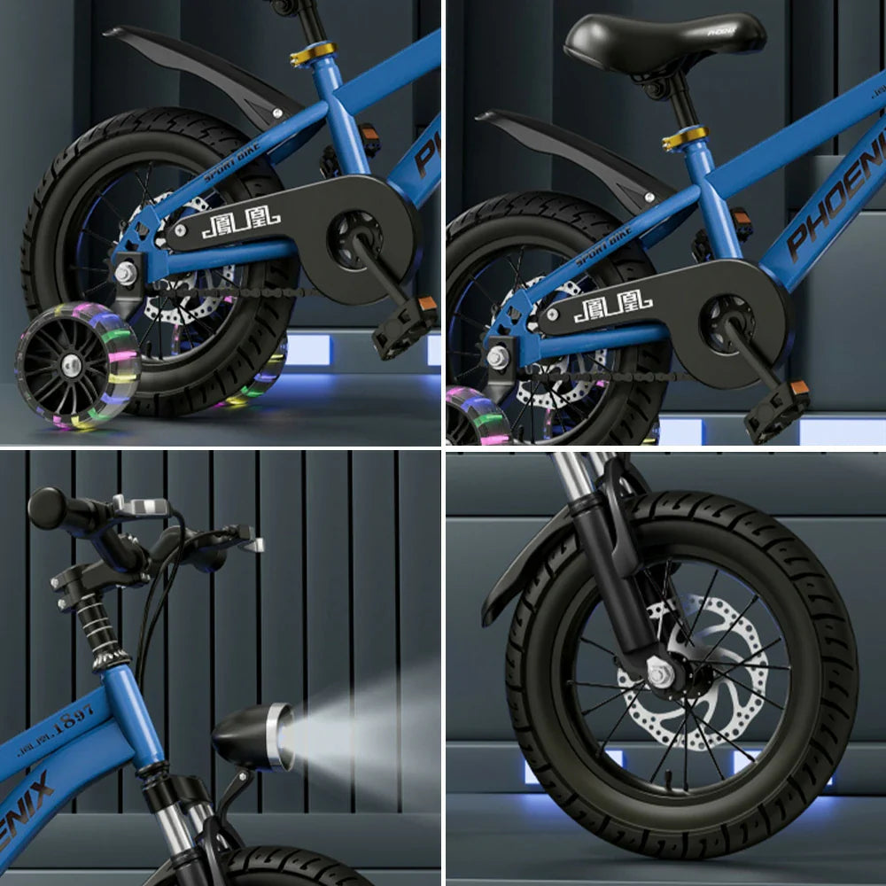 VOLTUS 18/20/22 - Mudguard, Seat, Bike with Integrated Rear Kids' - No or Wheels Spoke Sport Blue