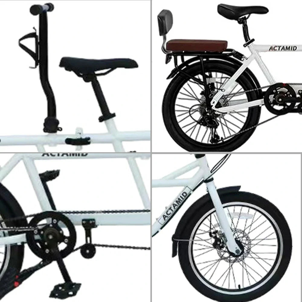 VOLTUS 20 with 3 Seat Upgraded Folding Bicycle Shock-Absorbing Inch Rear Double Fold - Tailstock-White
