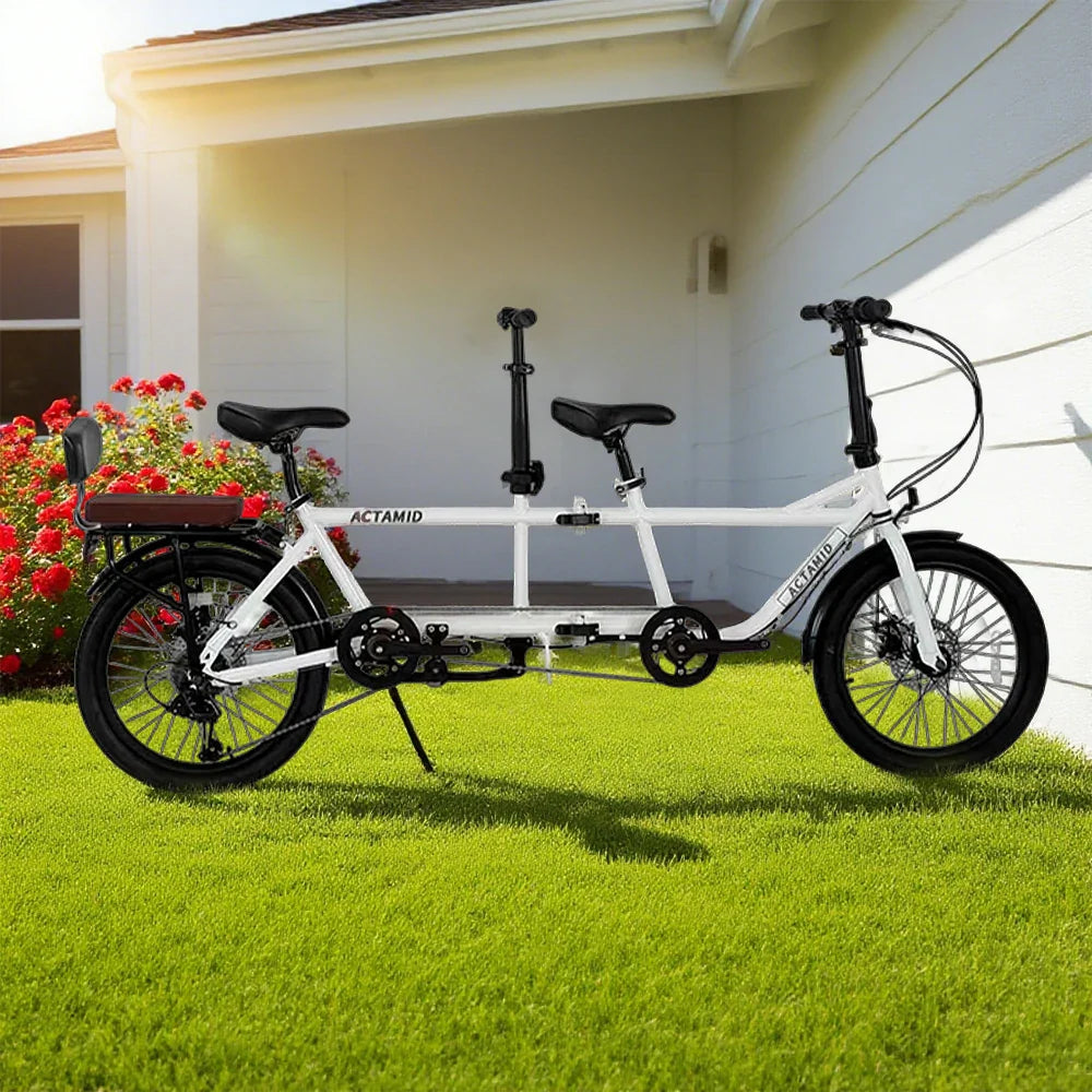 VOLTUS 20 with 3 Seat Upgraded Folding Bicycle Shock-Absorbing Inch Rear Double Fold - Tailstock-White