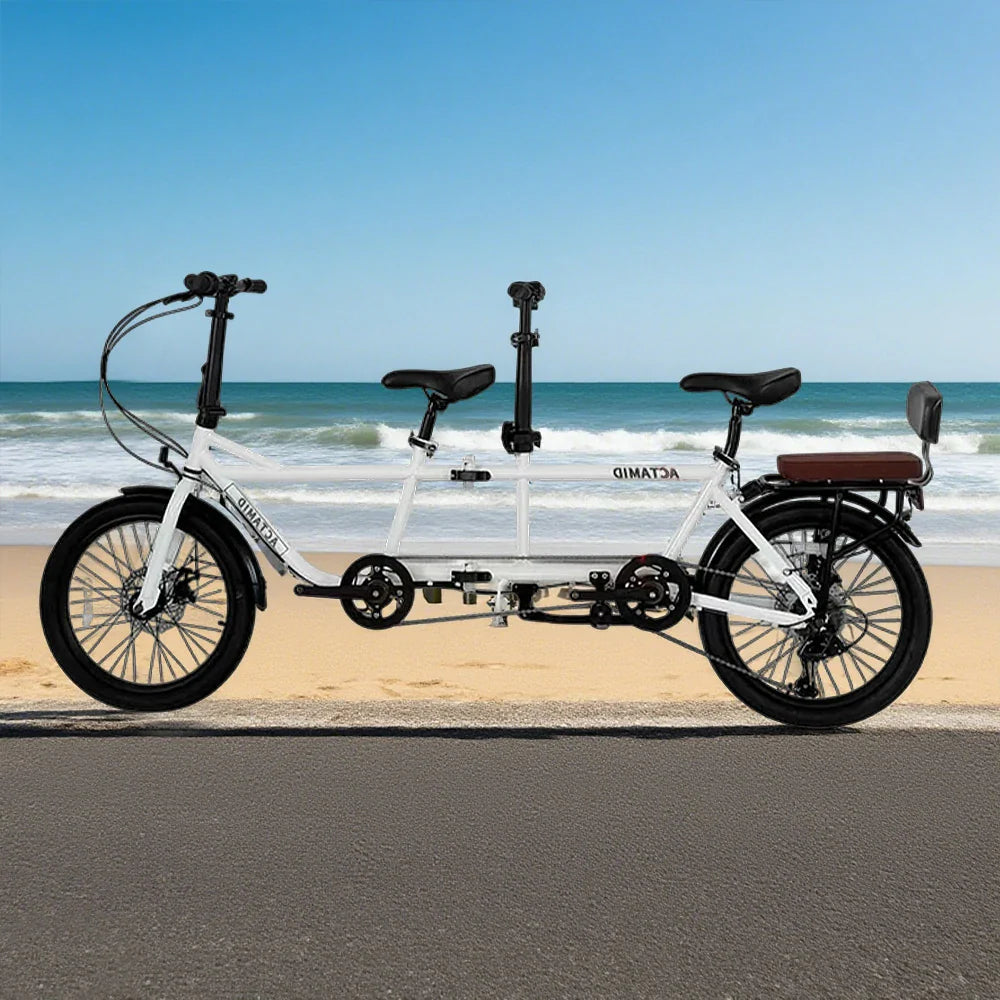 VOLTUS 20 with 3 Seat Upgraded Folding Bicycle Shock-Absorbing Inch Rear Double Fold - Tailstock-White