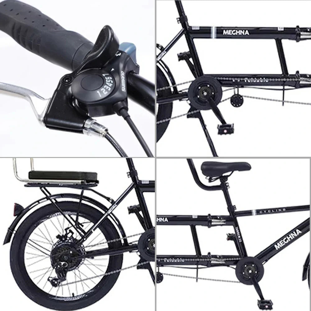 VOLTUS 2-Person Folding - Speed Bicycle 24-inch Single Black/Orange/White