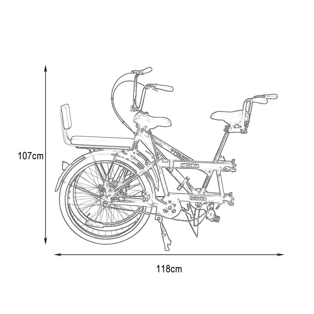 VOLTUS 2-Person Folding - Speed Bicycle 24-inch Single Black/Orange/White