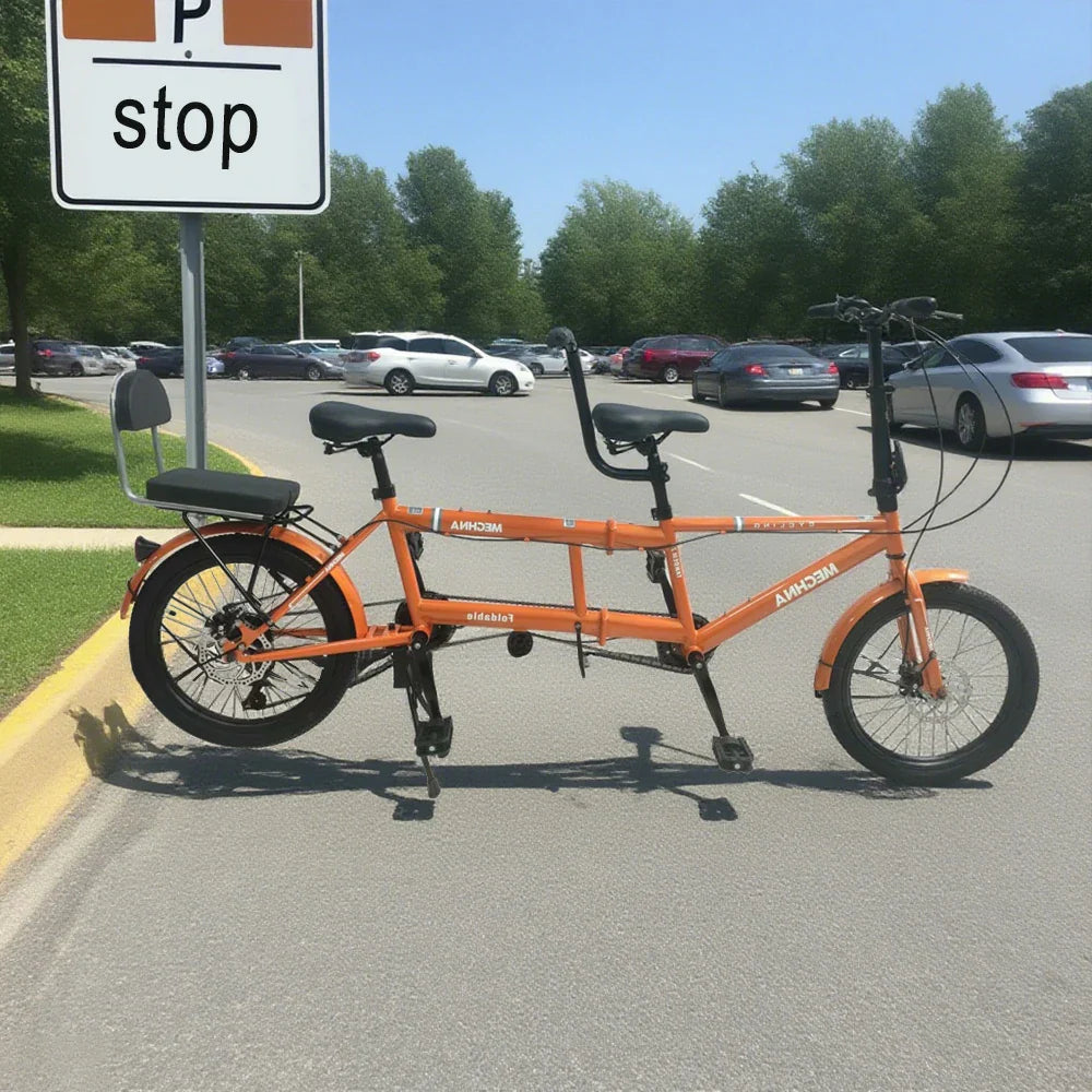 VOLTUS 2-Person Folding - Speed Bicycle 24-inch Single Black/Orange/White