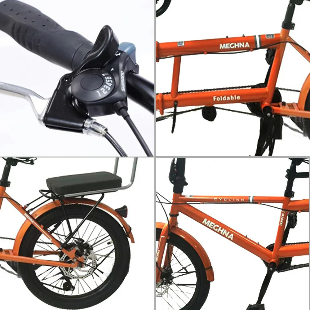 VOLTUS 2-Person Folding - Speed Bicycle 24-inch Single Black/Orange/White