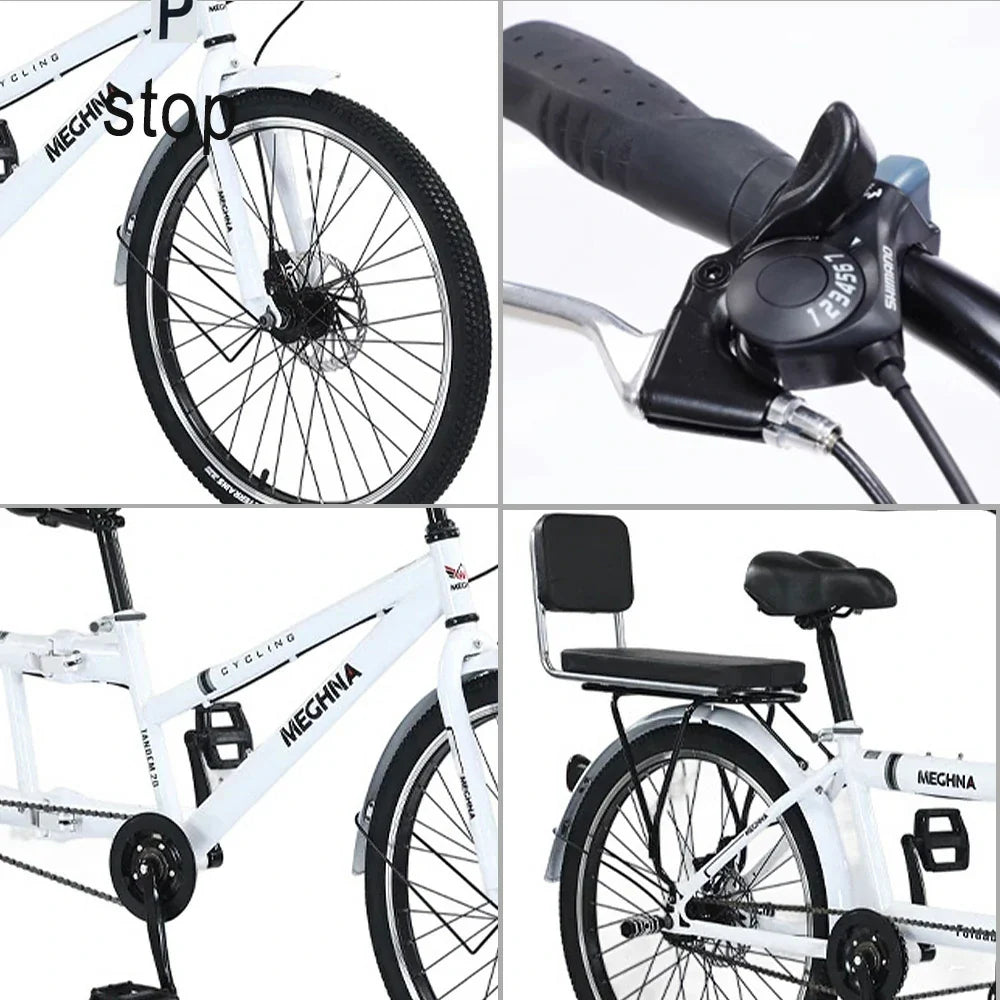 VOLTUS 2-Person Folding - Speed Bicycle 24-inch Single Black/Orange/White