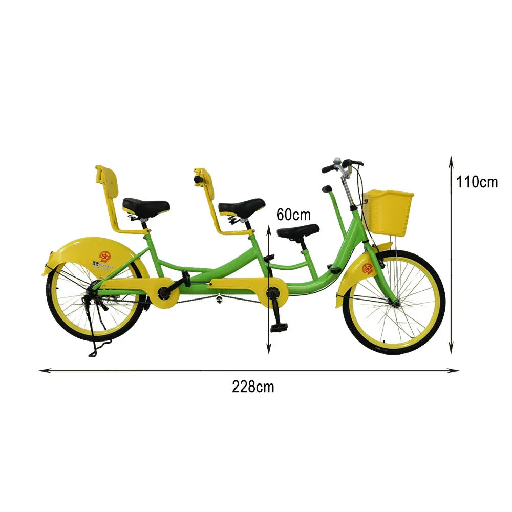 VOLTUS 3-Seater/4-Seater Sightseeing Bicycle Person Three Bike-Blue/Red/Green