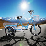 VOLTUS Adult Comfort Seat Three Single Speed Bicycle Upgraded Wheel Tire Reinforcement-Red/Blue/Silvery