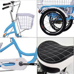 VOLTUS Adult Comfort Seat Three Single Speed Bicycle Upgraded Wheel Tire Reinforcement-Red/Blue/Silvery