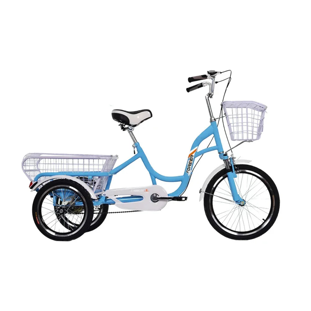 VOLTUS Adult Comfort Seat Three Single Speed Bicycle Upgraded Wheel Tire Reinforcement-Red/Blue/Silvery