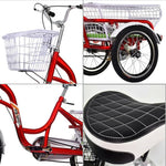 VOLTUS Adult Comfort Seat Three Single Speed Bicycle Upgraded Wheel Tire Reinforcement-Red/Blue/Silvery