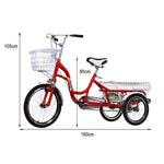VOLTUS Adult Comfort Seat Three Single Speed Bicycle Upgraded Wheel Tire Reinforcement-Red/Blue/Silvery