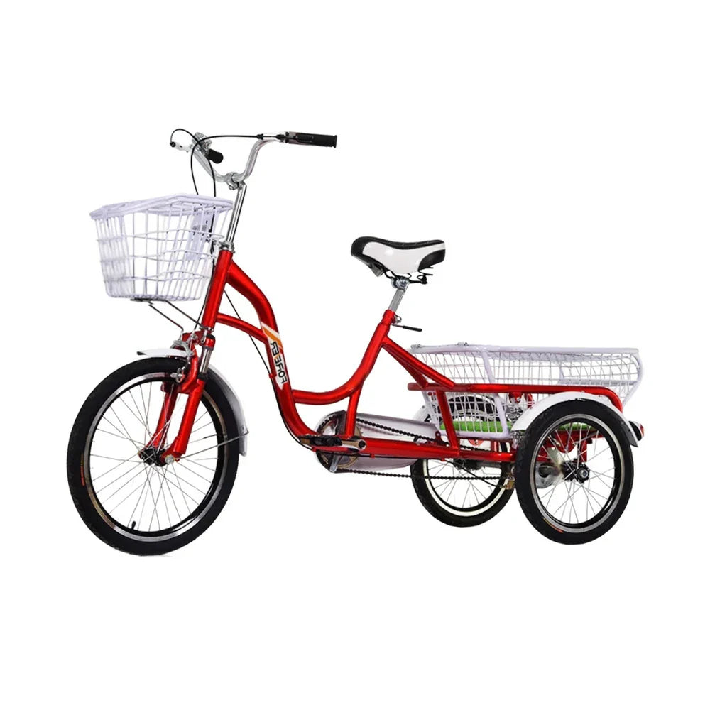 VOLTUS Adult Comfort Seat Three Single Speed Bicycle Upgraded Wheel Tire Reinforcement-Red/Blue/Silvery