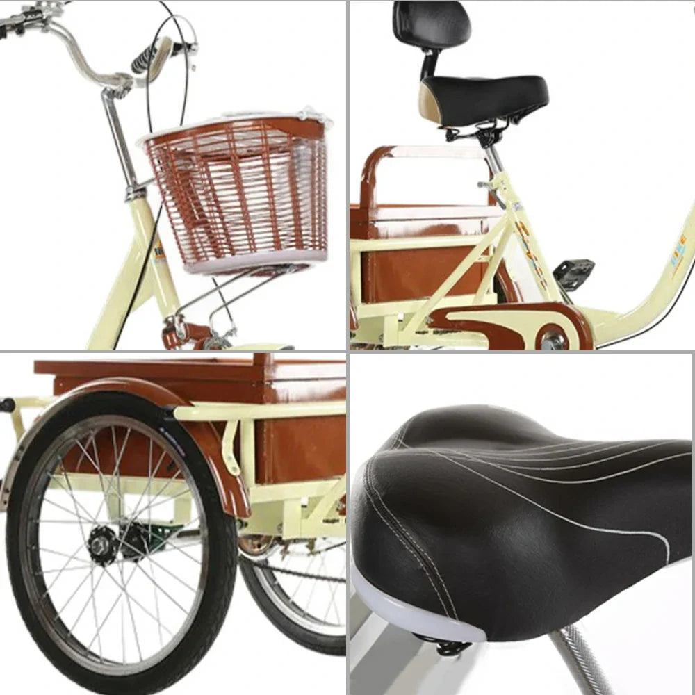 VOLTUS Adult Absorbing Comfortable Backrest Front Fork Tricycle Shock Seat Red/Silver/Beige