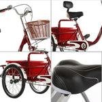 VOLTUS Adult Absorbing Comfortable Backrest Front Fork Tricycle Shock Seat Red/Silver/Beige