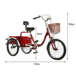 VOLTUS Adult Absorbing Comfortable Backrest Front Fork Tricycle Shock Seat Red/Silver/Beige