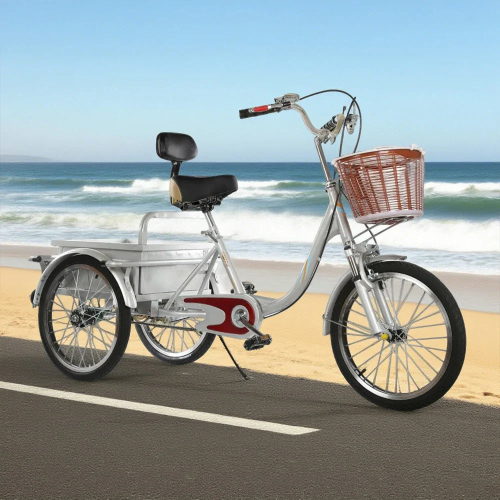 VOLTUS Adult Absorbing Comfortable Backrest Front Fork Tricycle Shock Seat Red/Silver/Beige