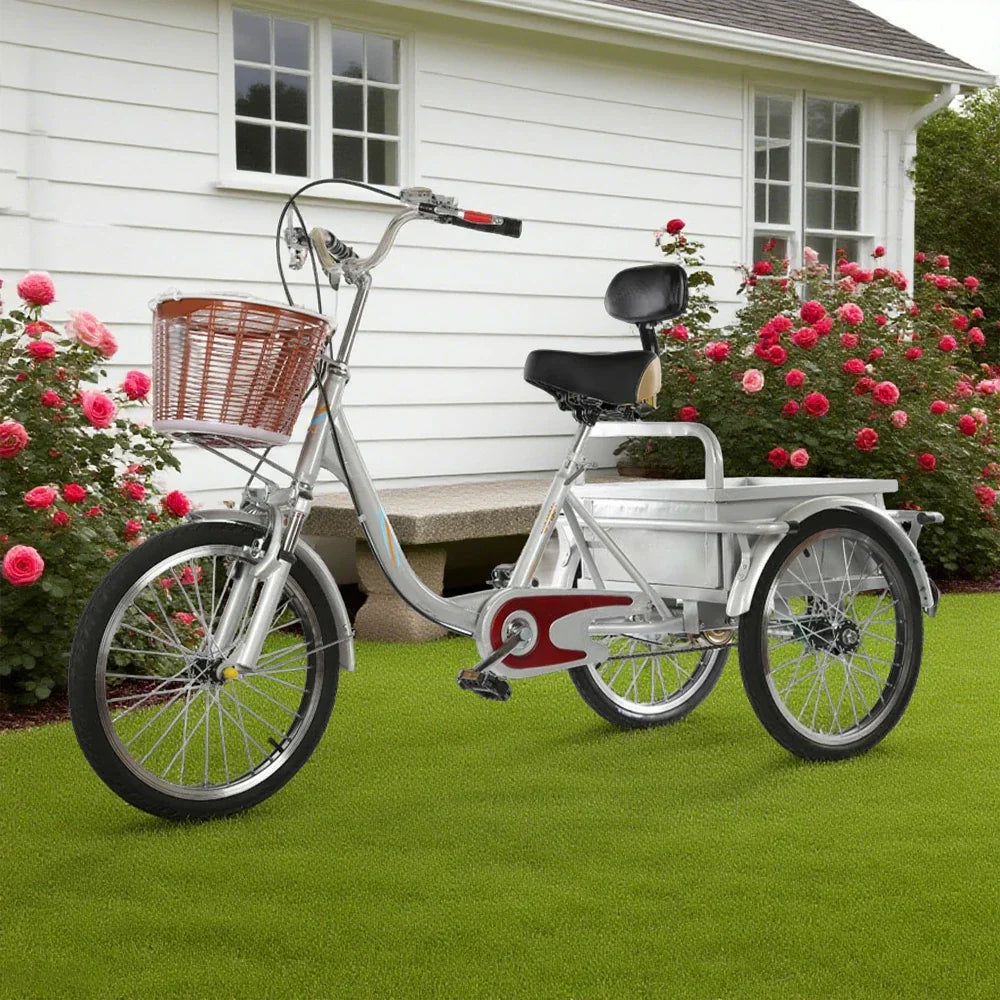 VOLTUS Adult Absorbing Comfortable Backrest Front Fork Tricycle Shock Seat Red/Silver/Beige