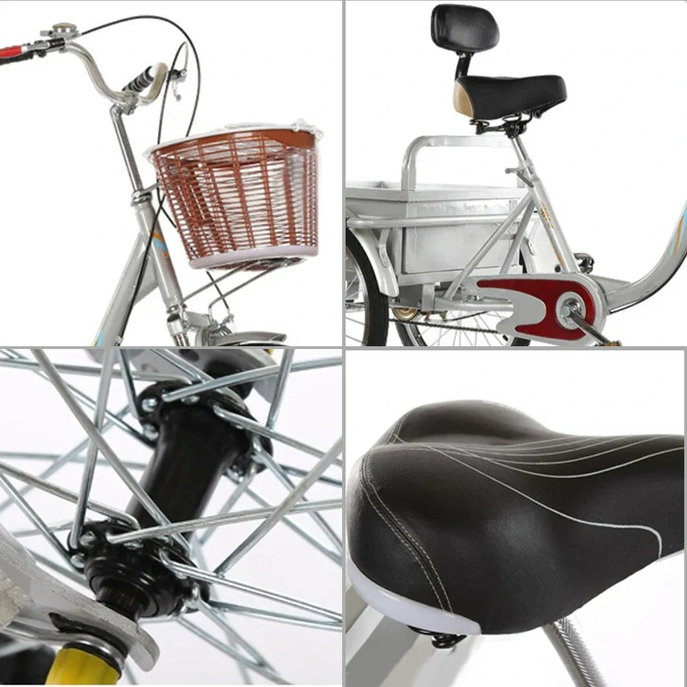VOLTUS Adult Absorbing Comfortable Backrest Front Fork Tricycle Shock Seat Red/Silver/Beige