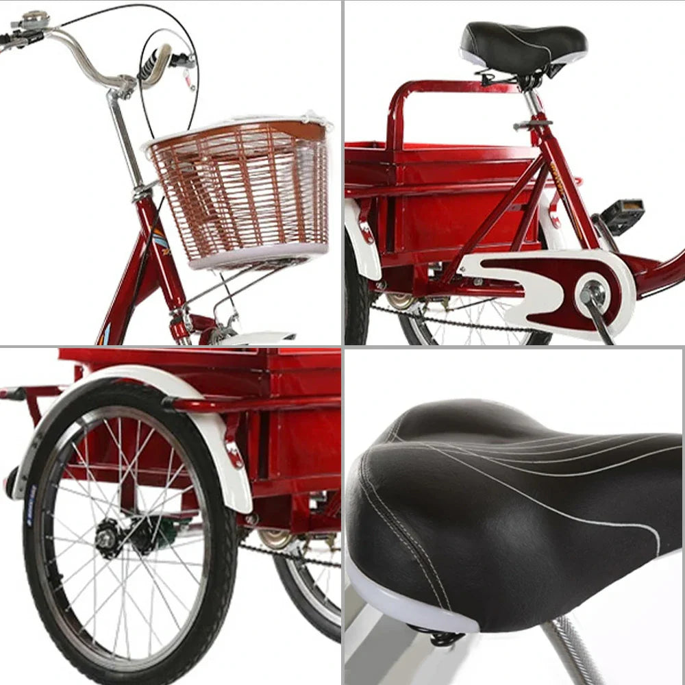 VOLTUS Adult Comfortable Bicycle Front Regular Three Fork Wheel Red/Silver