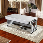 VERSA 4-in-1 7/8FT Multi-Game Table with White Frame for Air Hockey, Billiards, Dining & Table Tennis - Blue Felt, Includes Accessories