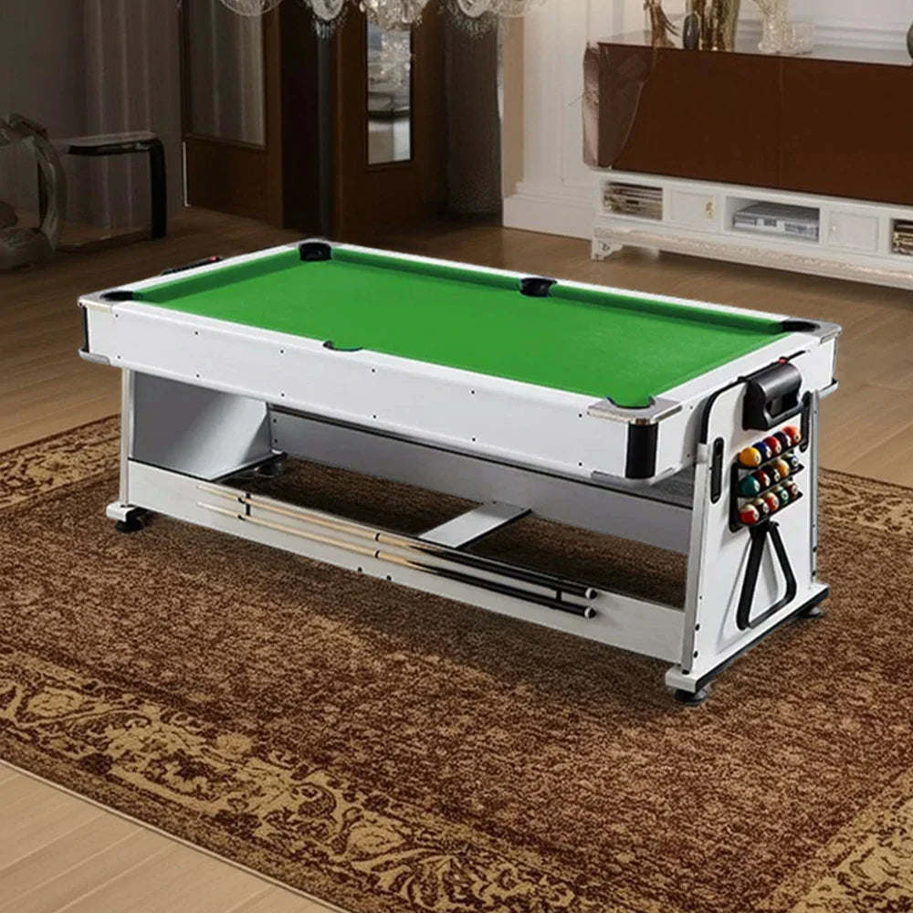 VERSA 4-in-1 7/8FT Convertible Game Table with White Frame, Air Hockey, Billiards, Dining & Table Tennis - Green Felt, Free Kit Included