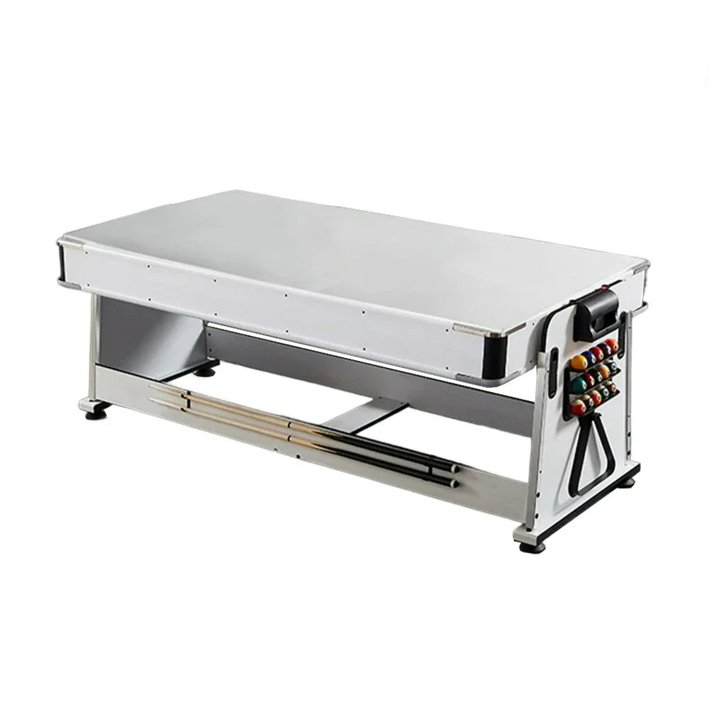 VERSA 4-in-1 7/8FT Convertible Game Table with White Frame, Air Hockey, Billiards, Dining & Table Tennis - Green Felt, Free Kit Included