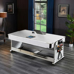 VERSA 4-in-1 7/8FT Convertible Game Table with White Frame, Air Hockey, Billiards, Dining & Table Tennis - Green Felt, Free Kit Included