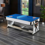 VERSA 4-in-1 7/8FT Convertible Game Table with White Frame, Air Hockey, Billiards, Dining & Table Tennis - Green Felt, Free Kit Included