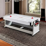 VERSA 4-in-1 7/8FT Multifunctional Table with White Frame for Air Hockey, Billiards, Dining & Ping Pong - Red Felt, Bonus Accessories