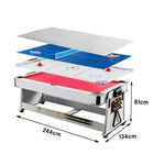 VERSA 4-in-1 7/8FT Multifunctional Table with White Frame for Air Hockey, Billiards, Dining & Ping Pong - Red Felt, Bonus Accessories