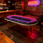 VERSA PK018 7FT LED-Lit Foldable Poker Table W/ Cup Holders - Seats 10 Players