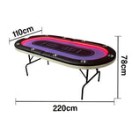 VERSA PK018 7FT LED-Lit Foldable Poker Table W/ Cup Holders - Seats 10 Players