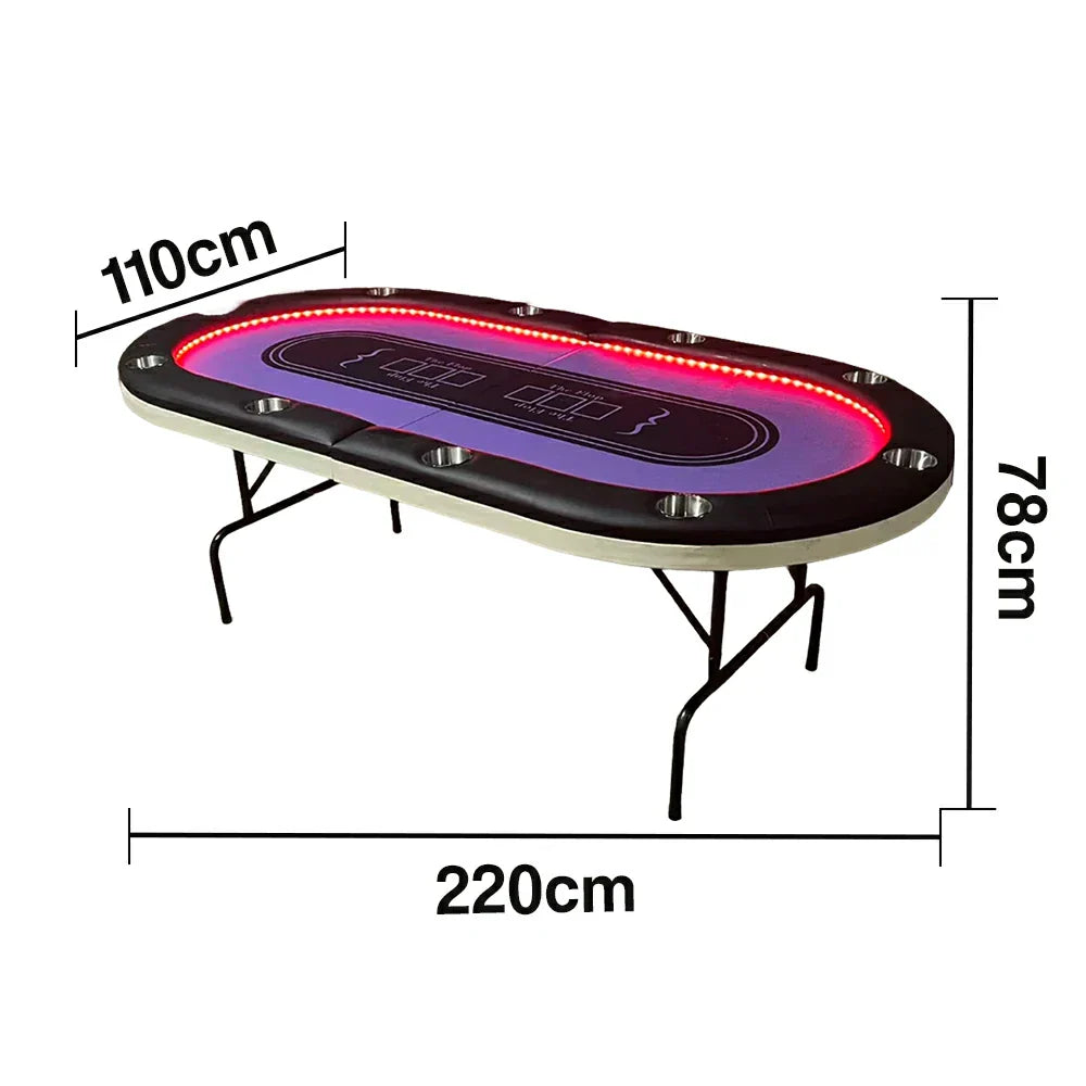 VERSA PK018 7FT LED-Lit Foldable Poker Table W/ Cup Holders - Seats 10 Players