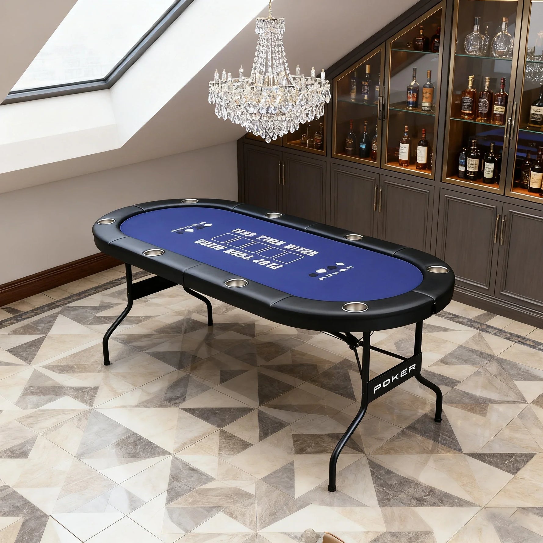 VERSA 3-in-1 Style Foldable - MDF+Metal Frame, Home 182cm with - Design Layout, Sturdy Casino Premium Poker Table Portable for Multi-Game Entertainment