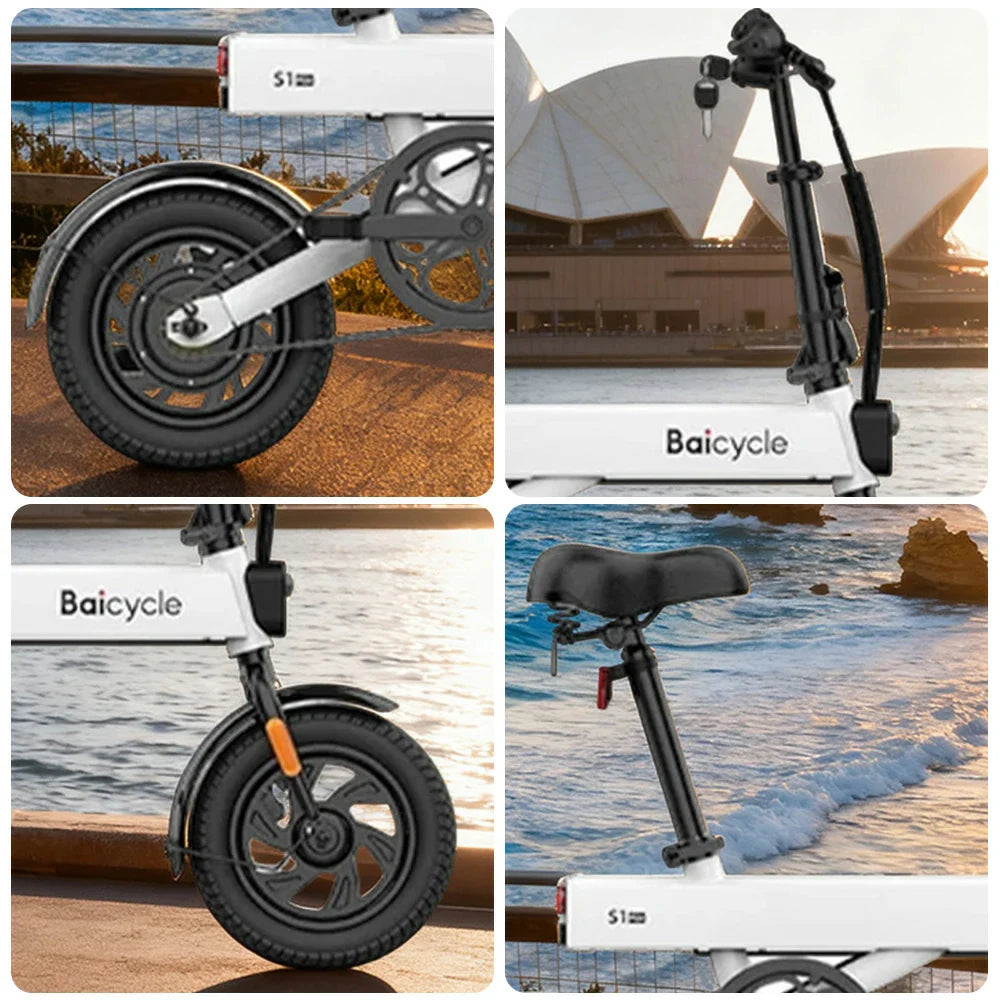 VOLTUS Folding Electric Bike 36V250W Brushless Motor Aluminium Alloy Frame White