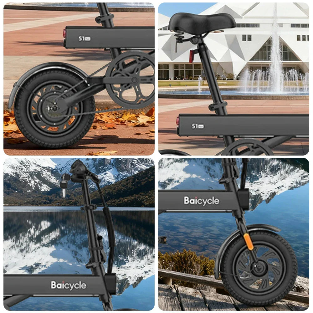 VOLTUS Folding Electric Bike 36V250W Brushless Motor Aluminium Alloy Frame Dual Disc Brakes Black