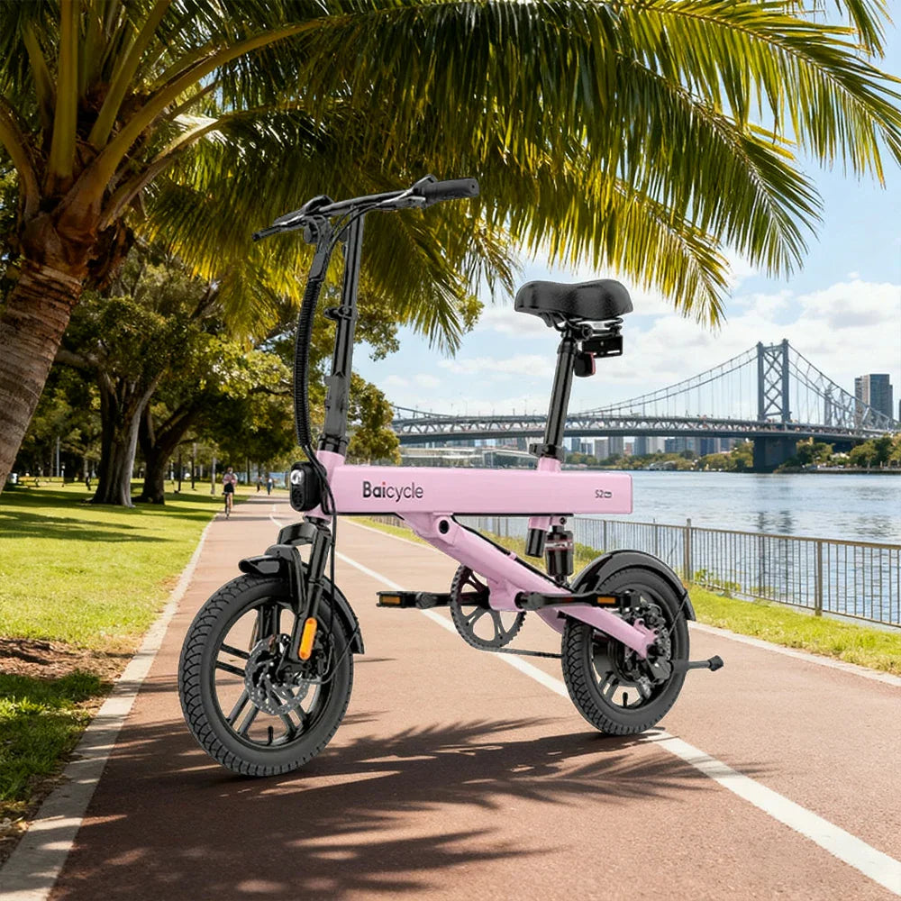 VOLTUS Folding Electric Bike 36V400W Brushless Motor Aluminium Alloy Frame Pink