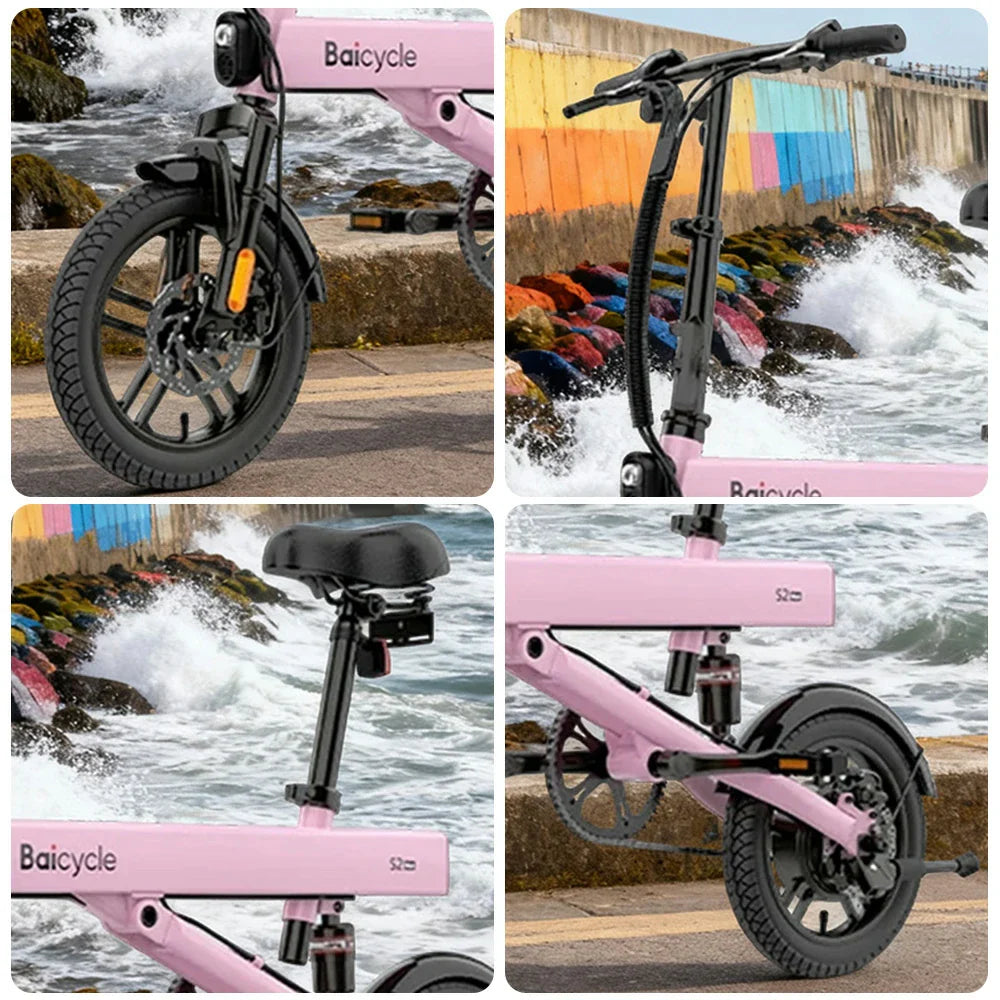 VOLTUS Folding Electric Bike 36V400W Brushless Motor Aluminium Alloy Frame Pink