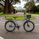VOLTUS Electric Bike 400W Speed-Assist Motor Carbon Alloy Frame 24-Inch Spoked Wheel Grey