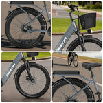 VOLTUS Electric Bike 400W Speed-Assist Motor Carbon Alloy Frame 24-Inch Spoked Wheel Grey